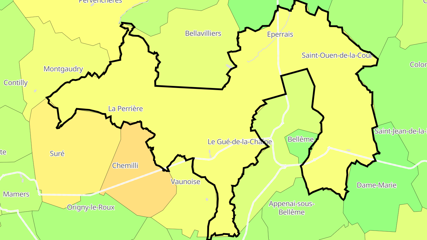 Carte des prix de l'immobilier Belforêt-en-Perche