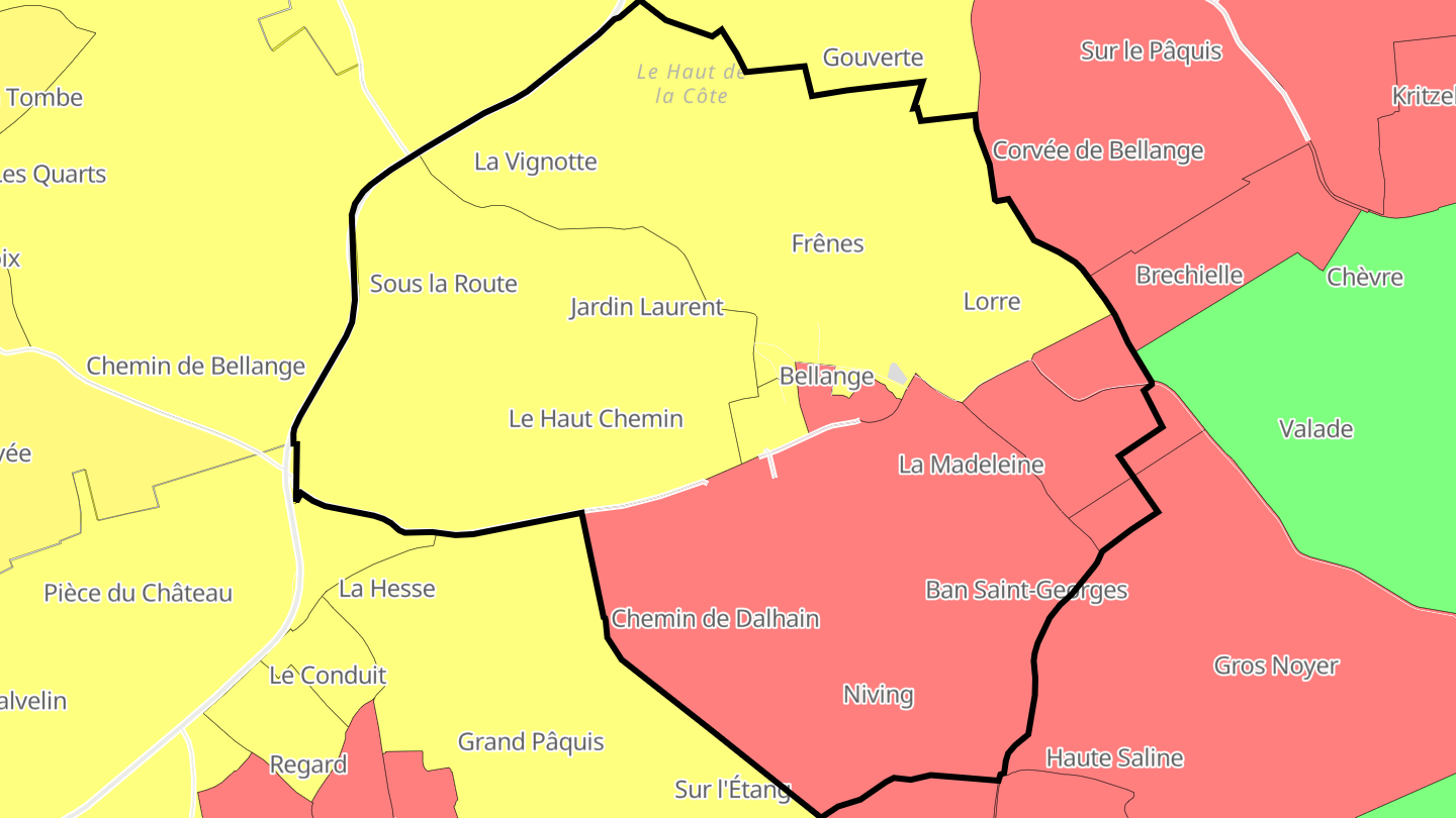 Carte des prix de l'immobilier Bellange