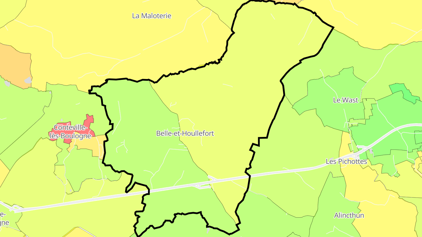 Carte des prix de l'immobilier Belle-et-Houllefort