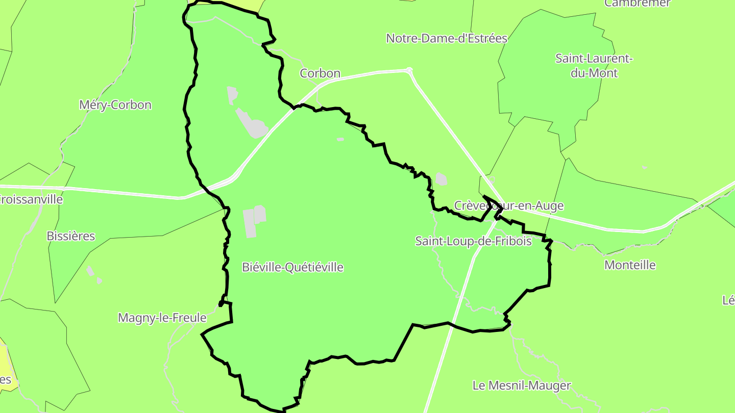 Carte des prix de l'immobilier Belle Vie en Auge