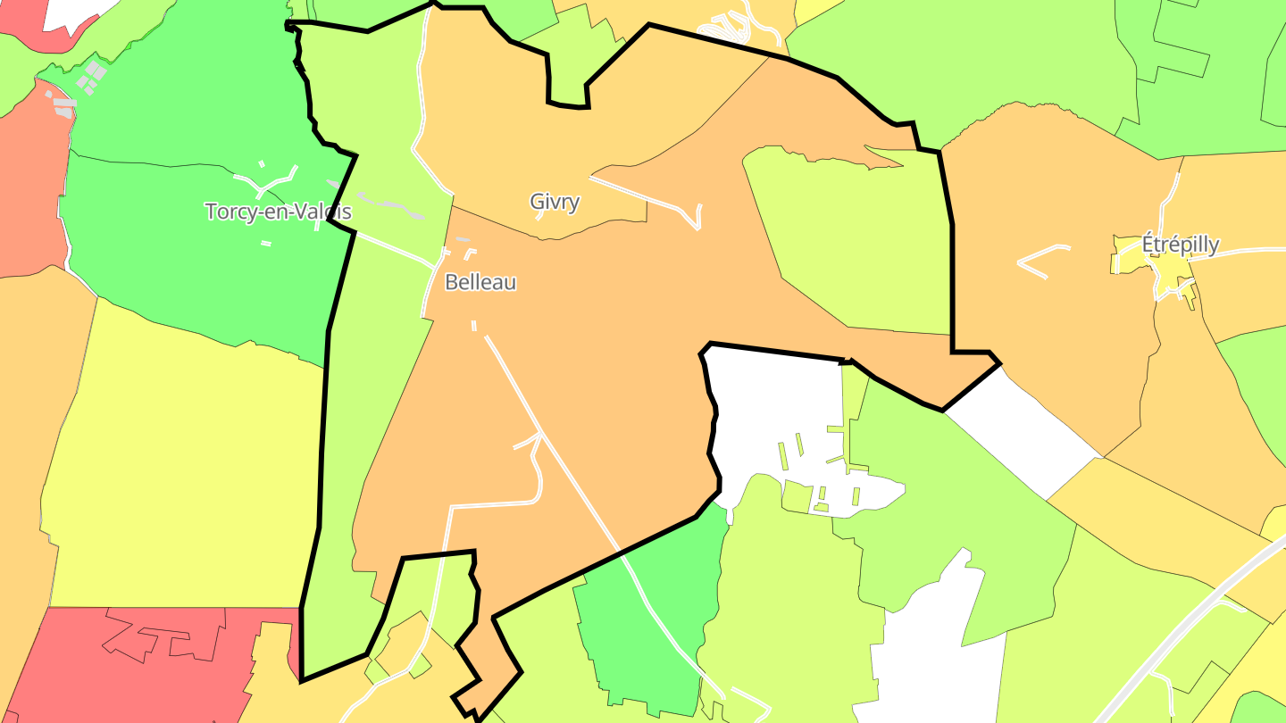 Carte des prix de l'immobilier Belleau