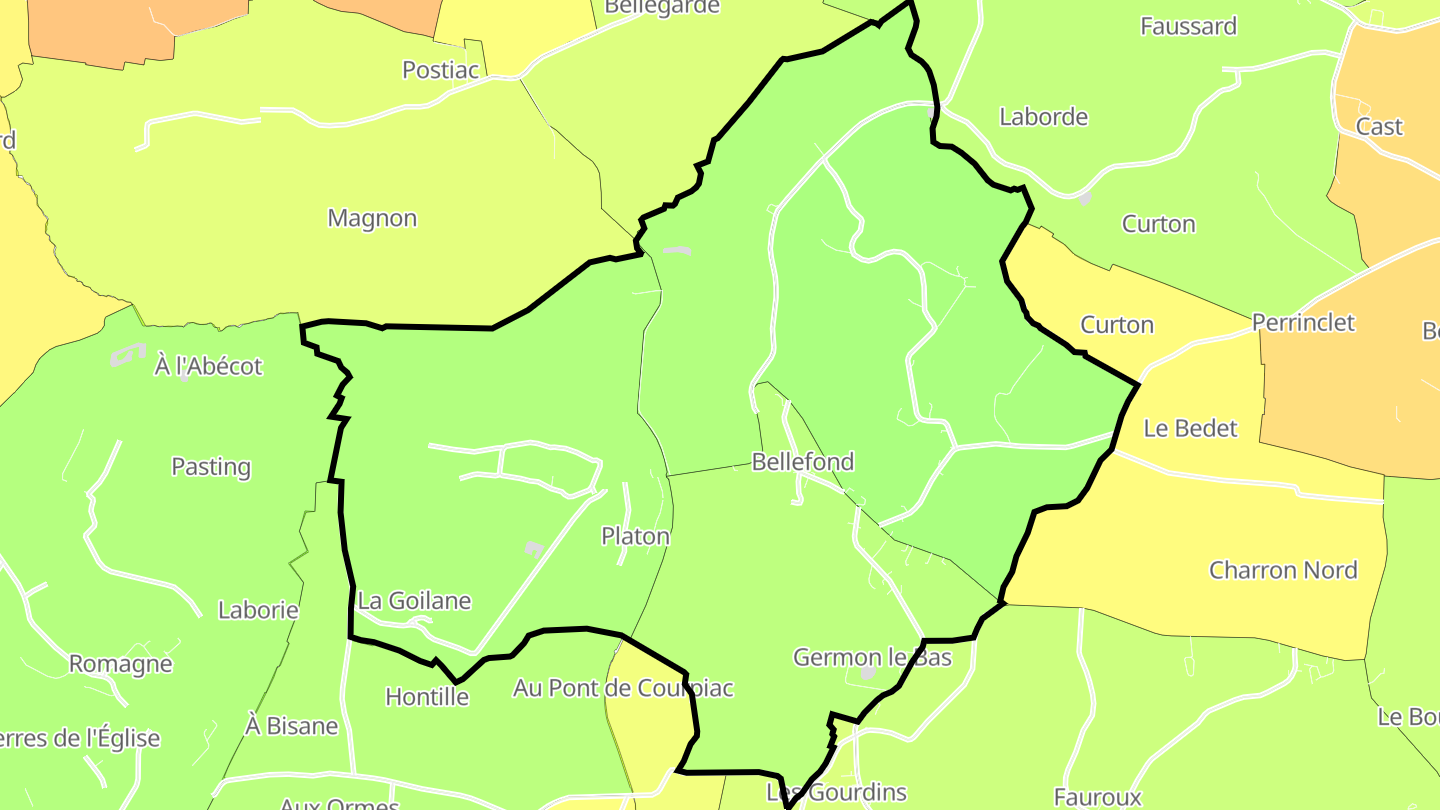Carte des prix de l'immobilier Bellefond