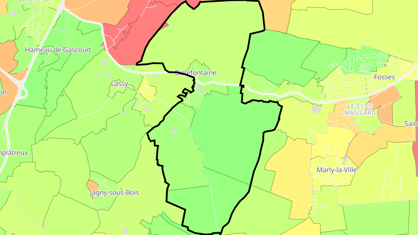 Carte des prix de l'immobilier Bellefontaine