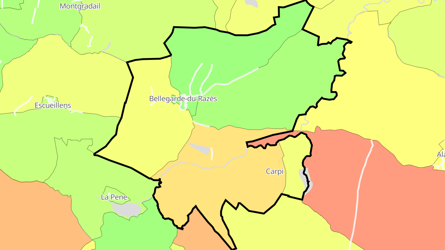 Carte des prix de l'immobilier Bellegarde-du-Razès