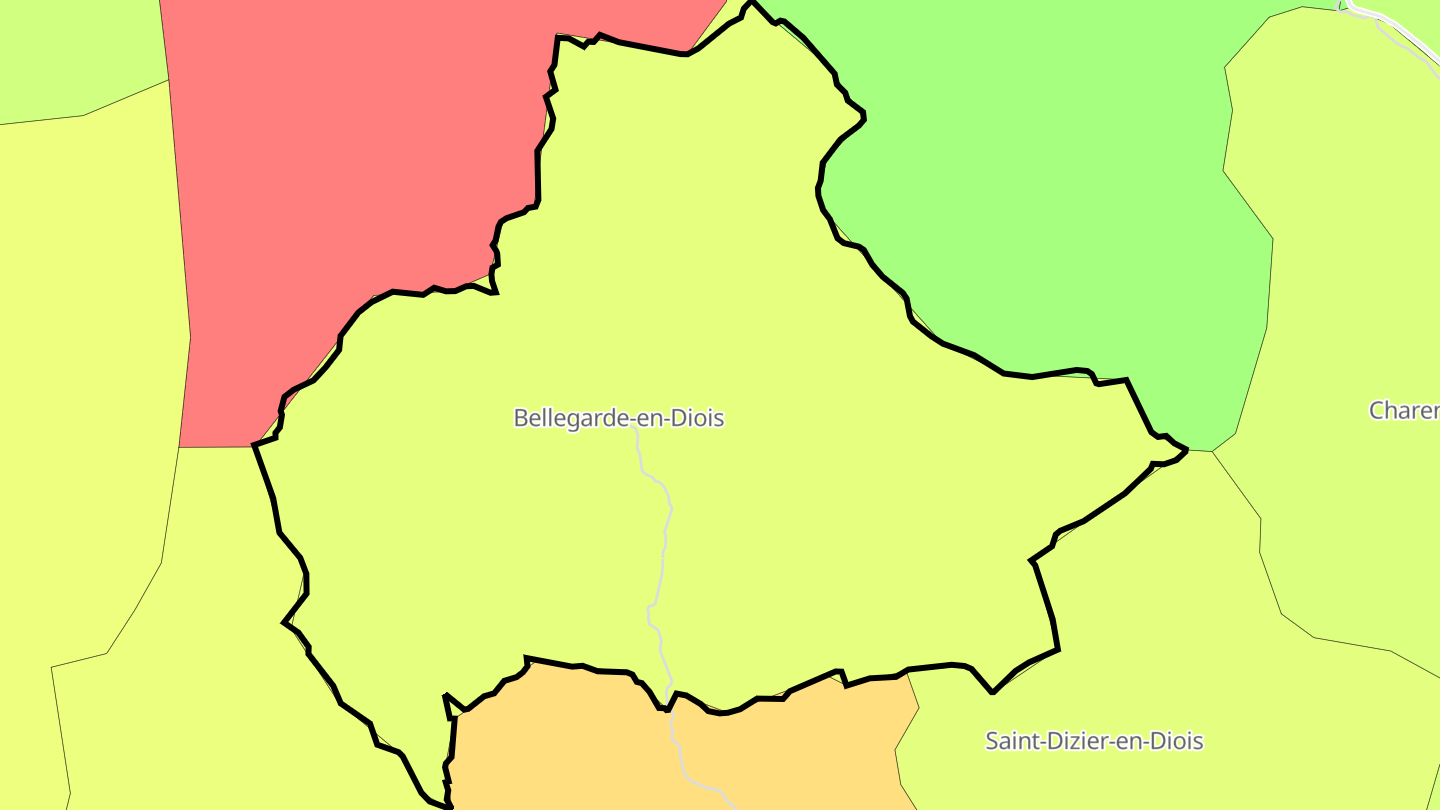 Carte des prix de l'immobilier Bellegarde-en-Diois