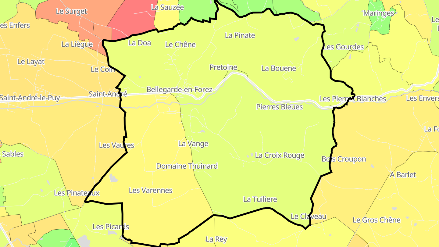 Carte des prix de l'immobilier Bellegarde-en-Forez