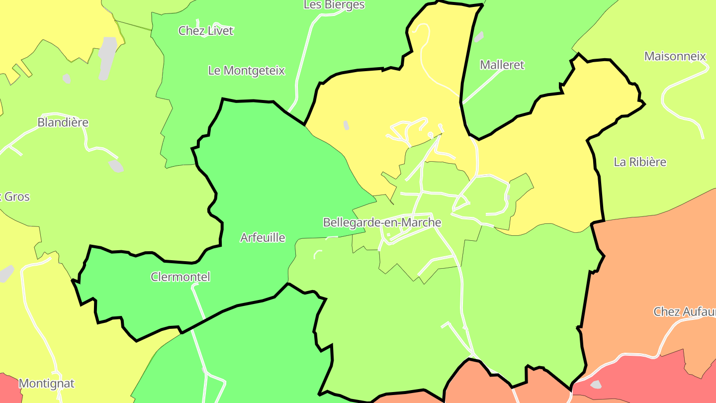 Carte des prix de l'immobilier Bellegarde-en-Marche