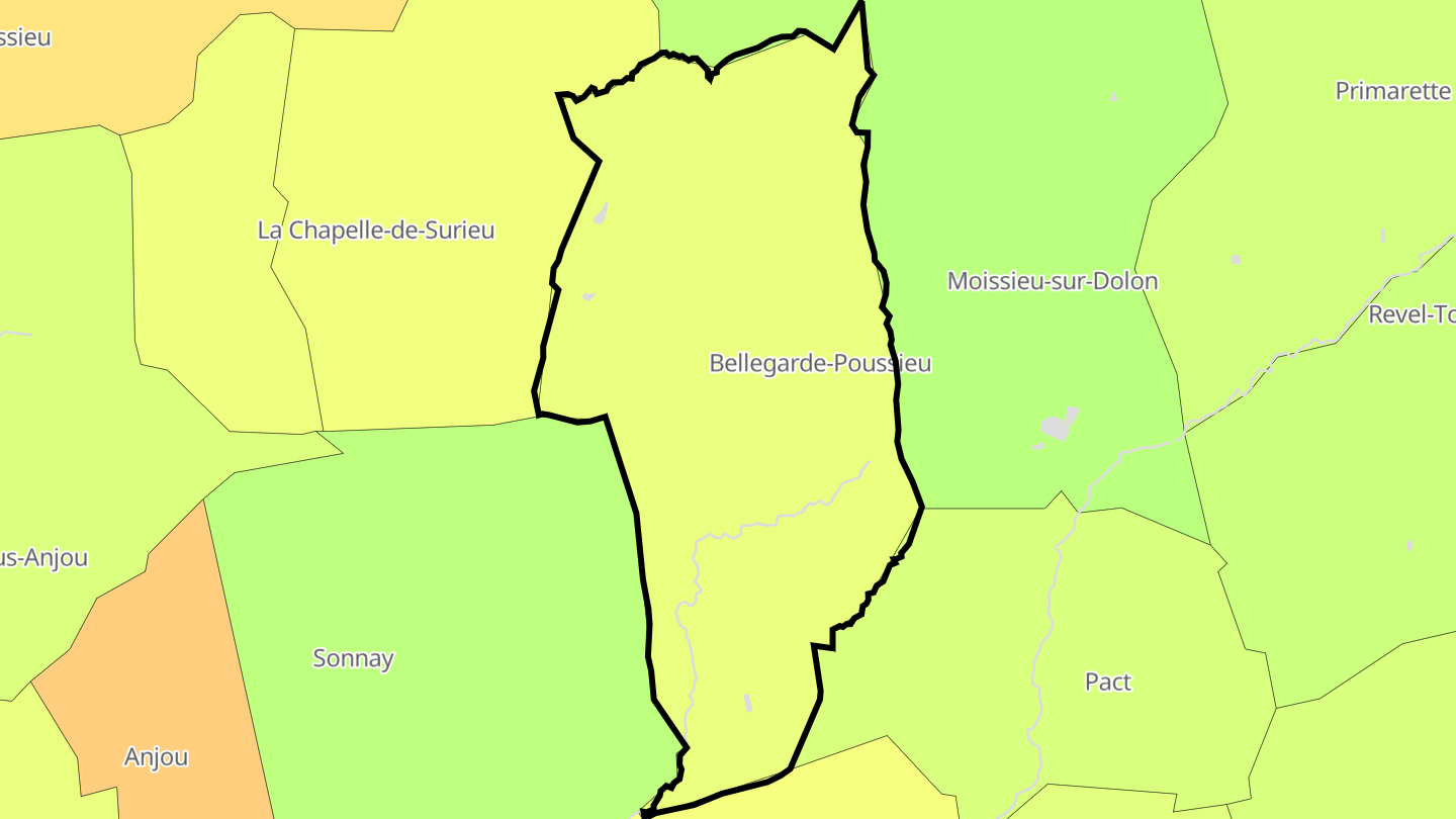 Carte des prix de l'immobilier Bellegarde-Poussieu