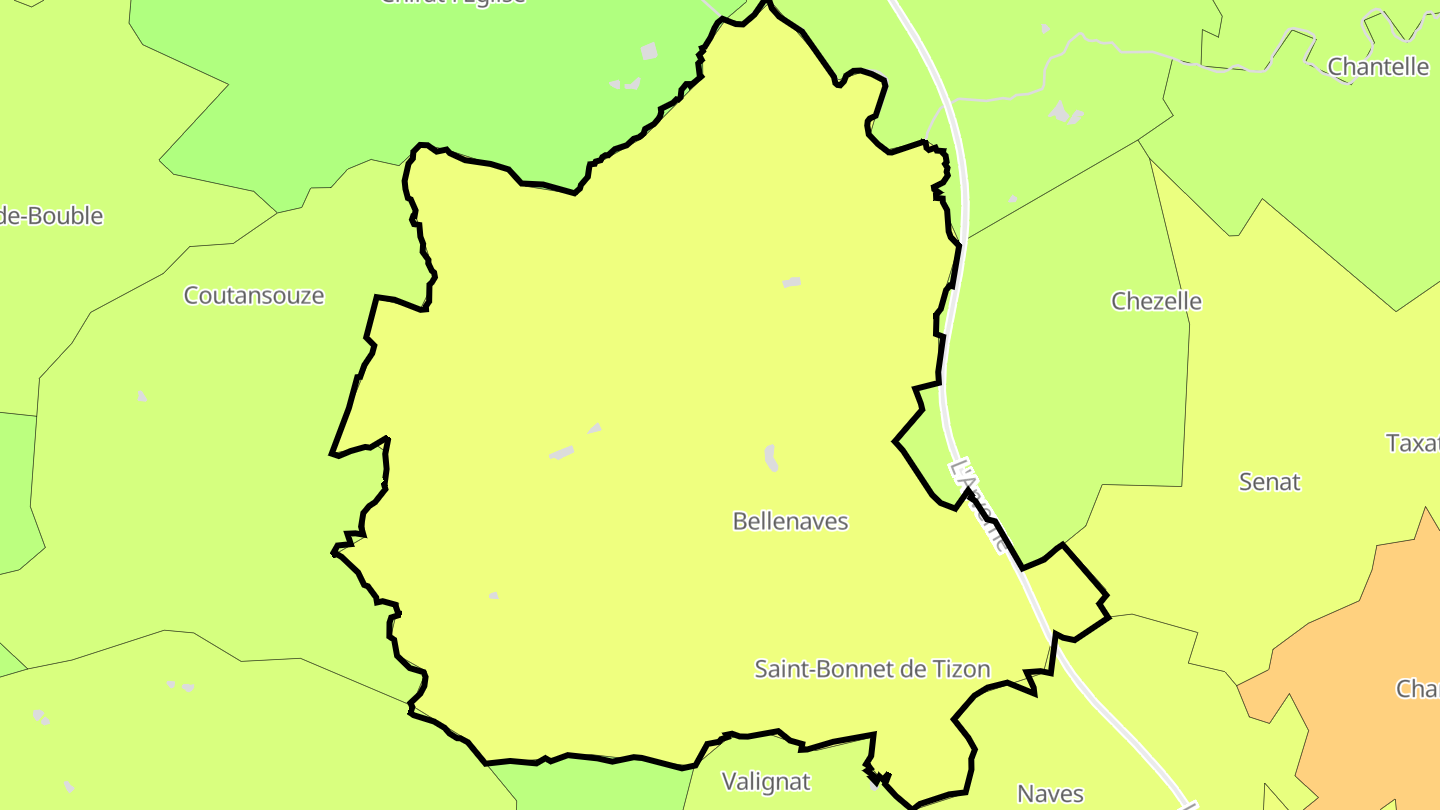 Carte des prix de l'immobilier Bellenaves