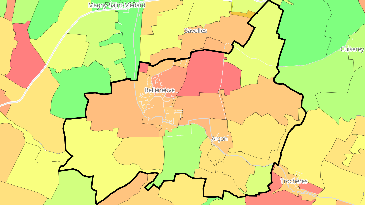 Carte des prix de l'immobilier Belleneuve