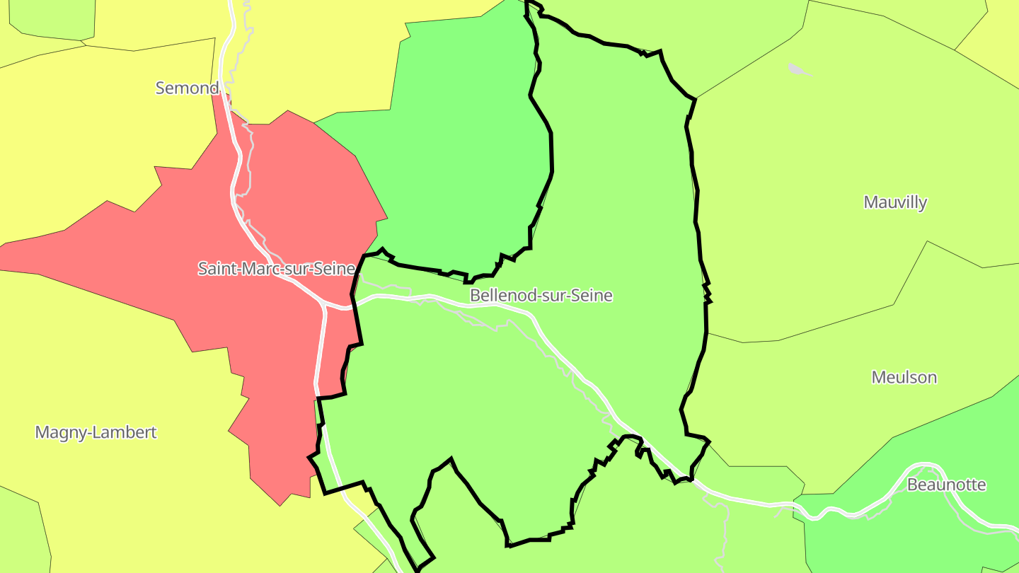 Carte des prix de l'immobilier Bellenod-sur-Seine