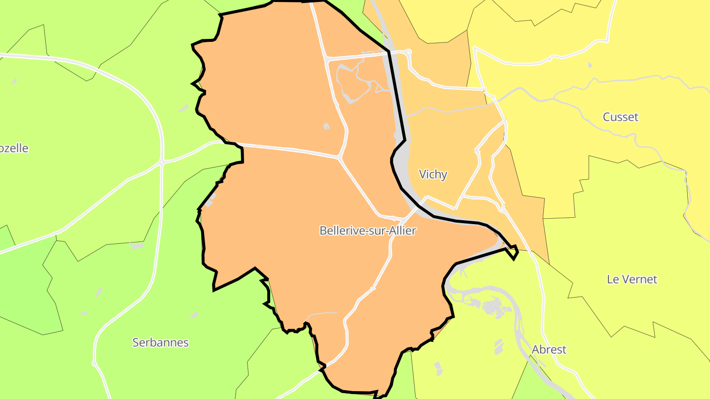 Carte des prix de l'immobilier Bellerive-sur-Allier