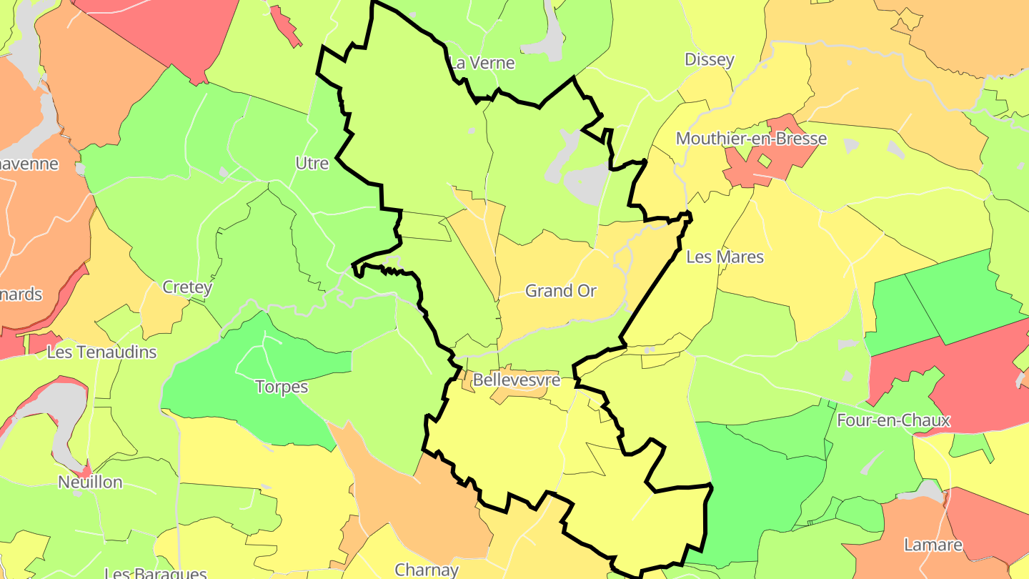 Carte des prix de l'immobilier Bellevesvre