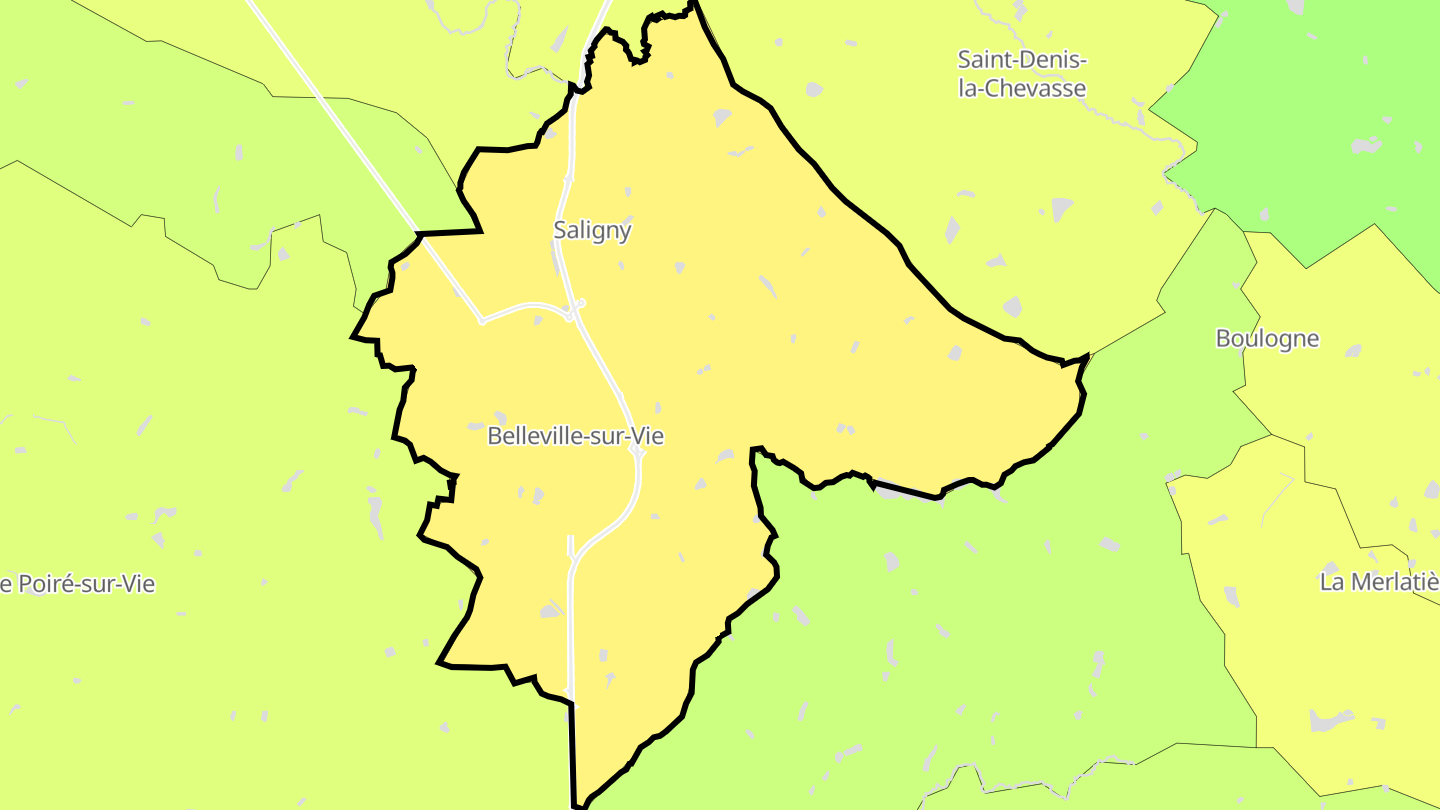 Carte des prix de l'immobilier Bellevigny