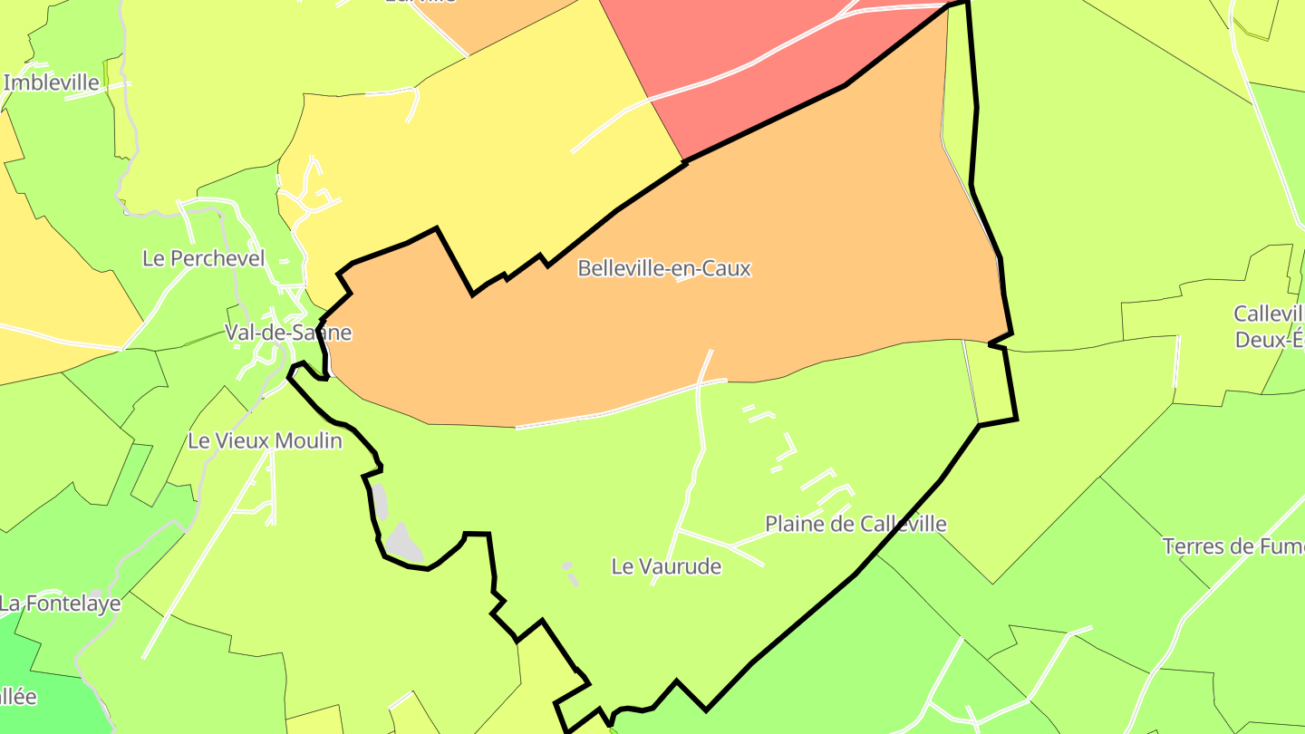 Carte des prix de l'immobilier Belleville-en-Caux