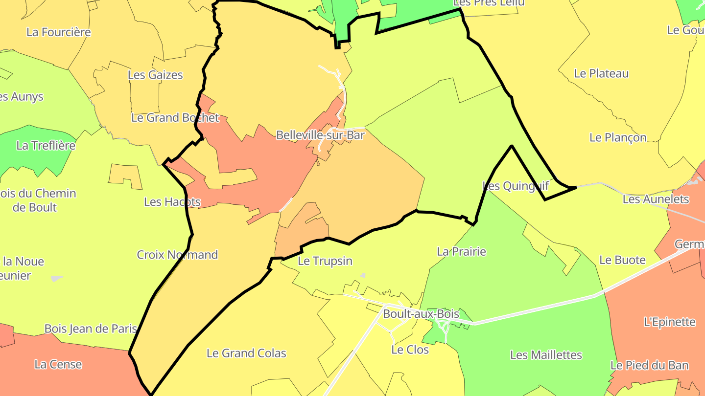 Carte des prix de l'immobilier Belleville-sur-Bar