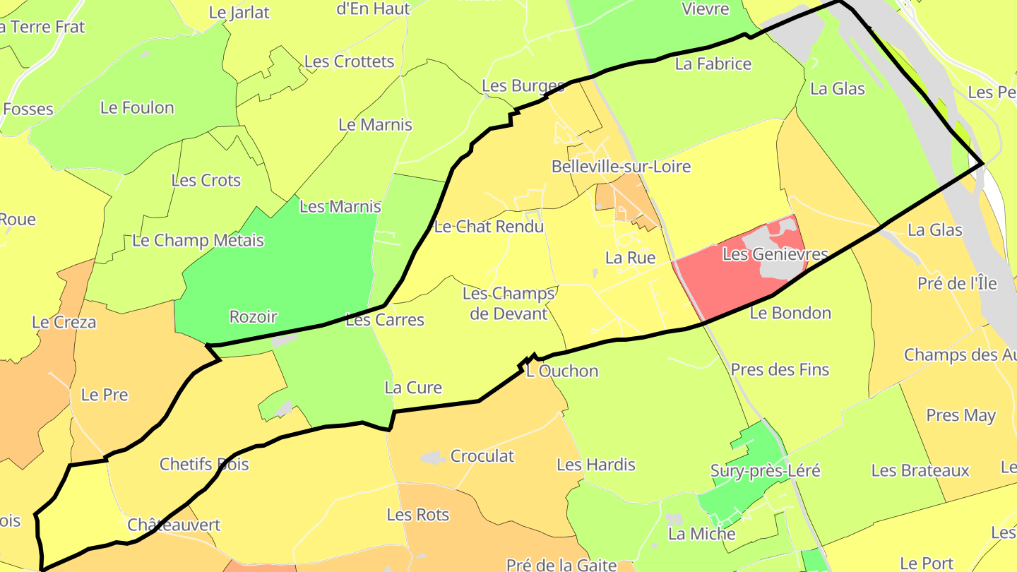 Carte des prix de l'immobilier Belleville-sur-Loire