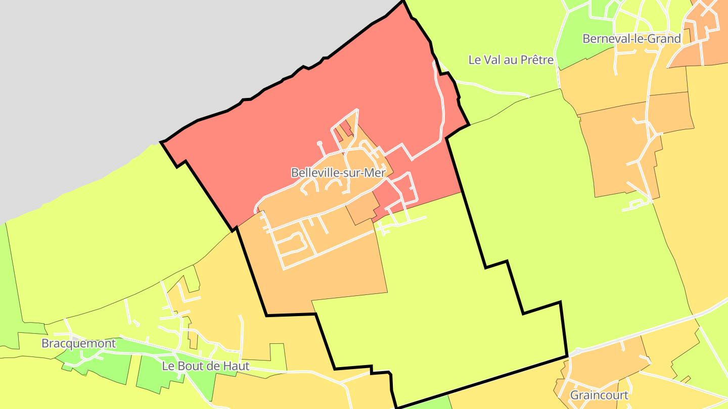 Carte des prix de l'immobilier Belleville-sur-Mer