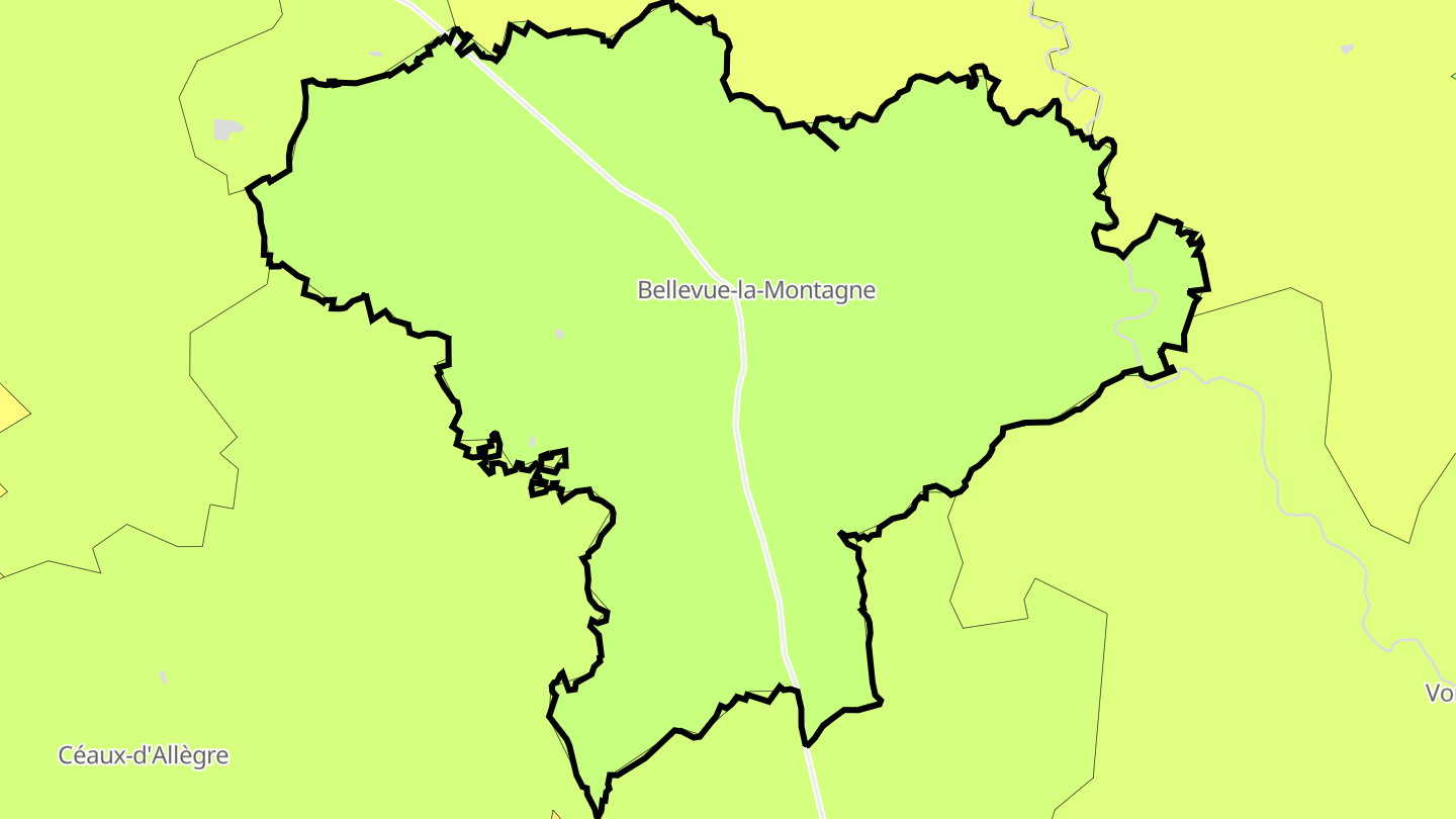 Carte des prix de l'immobilier Bellevue-la-Montagne
