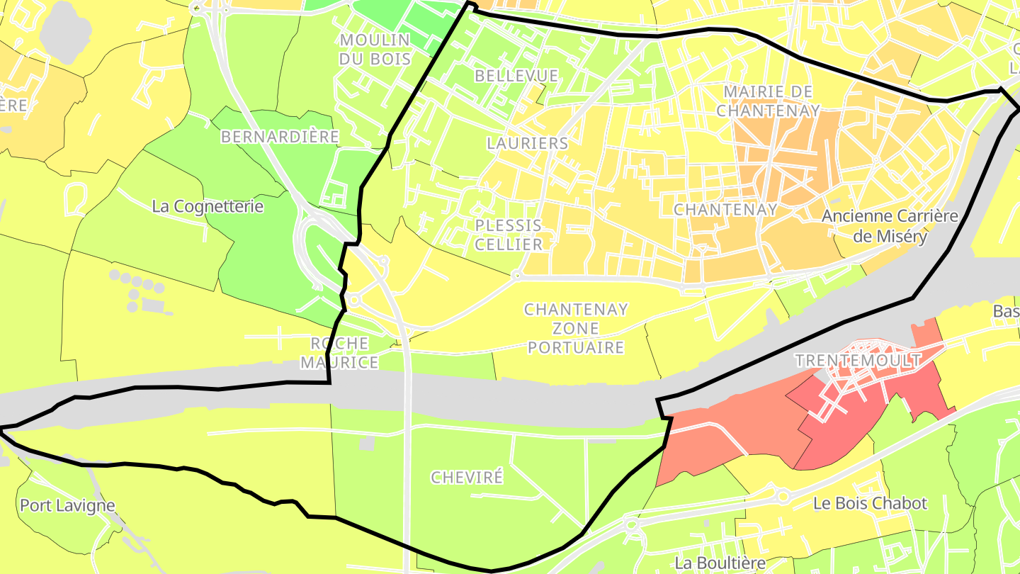 Carte des prix de l'immobilier Bellevue - Chantenay - Sainte-Anne