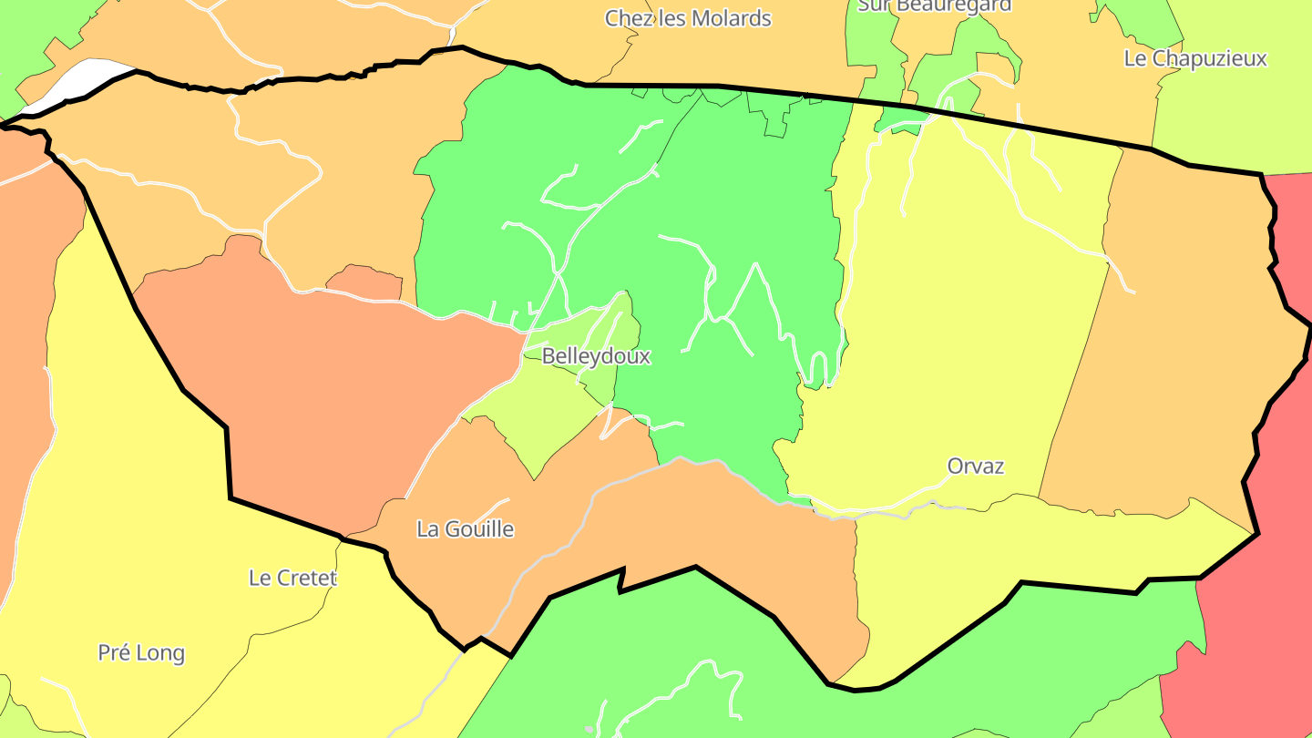 Carte des prix de l'immobilier Belleydoux