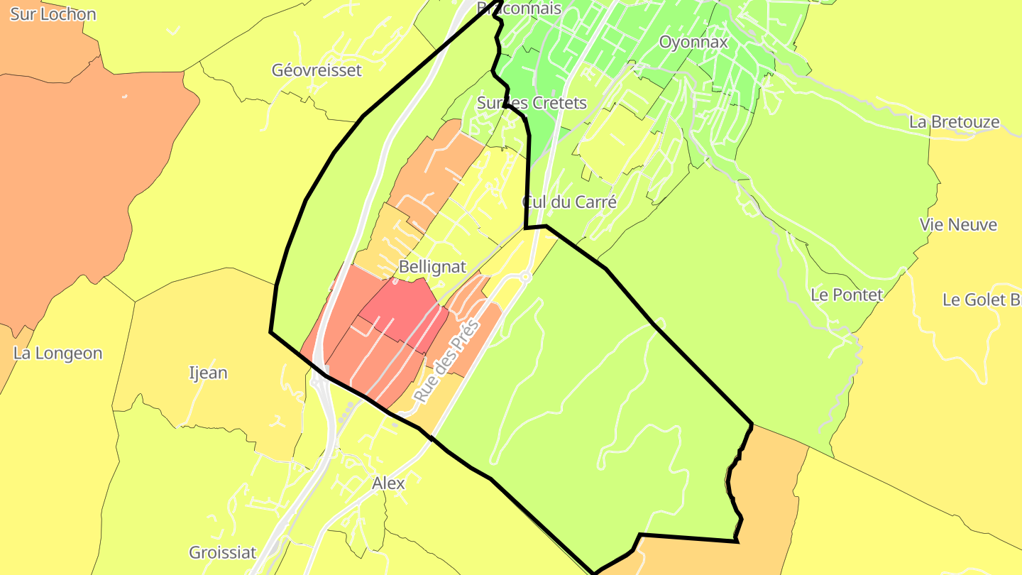 Carte des prix de l'immobilier Bellignat