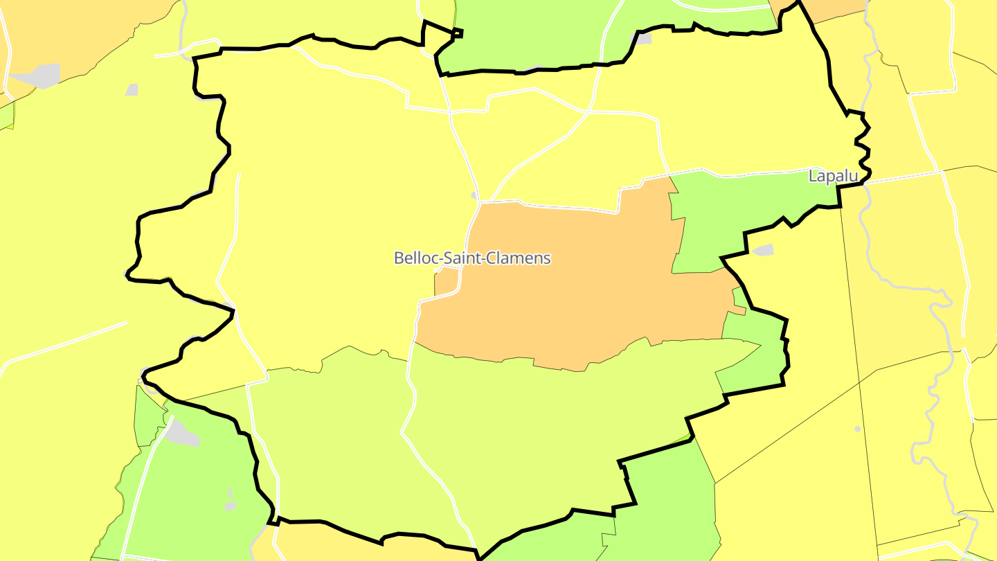 Carte des prix de l'immobilier Belloc-Saint-Clamens