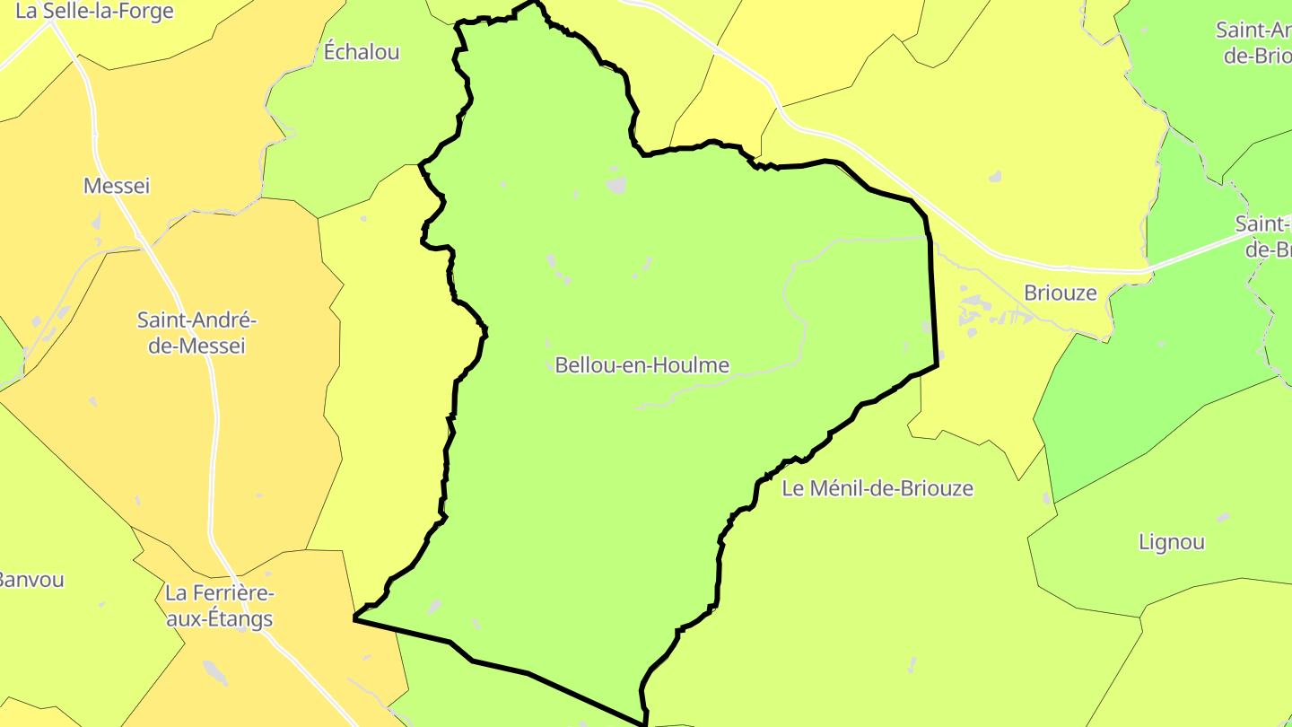 Carte des prix de l'immobilier Bellou-en-Houlme