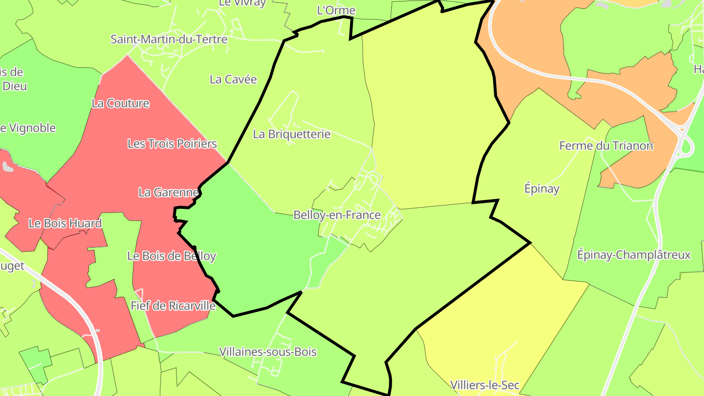 Carte des prix de l'immobilier Belloy-en-France