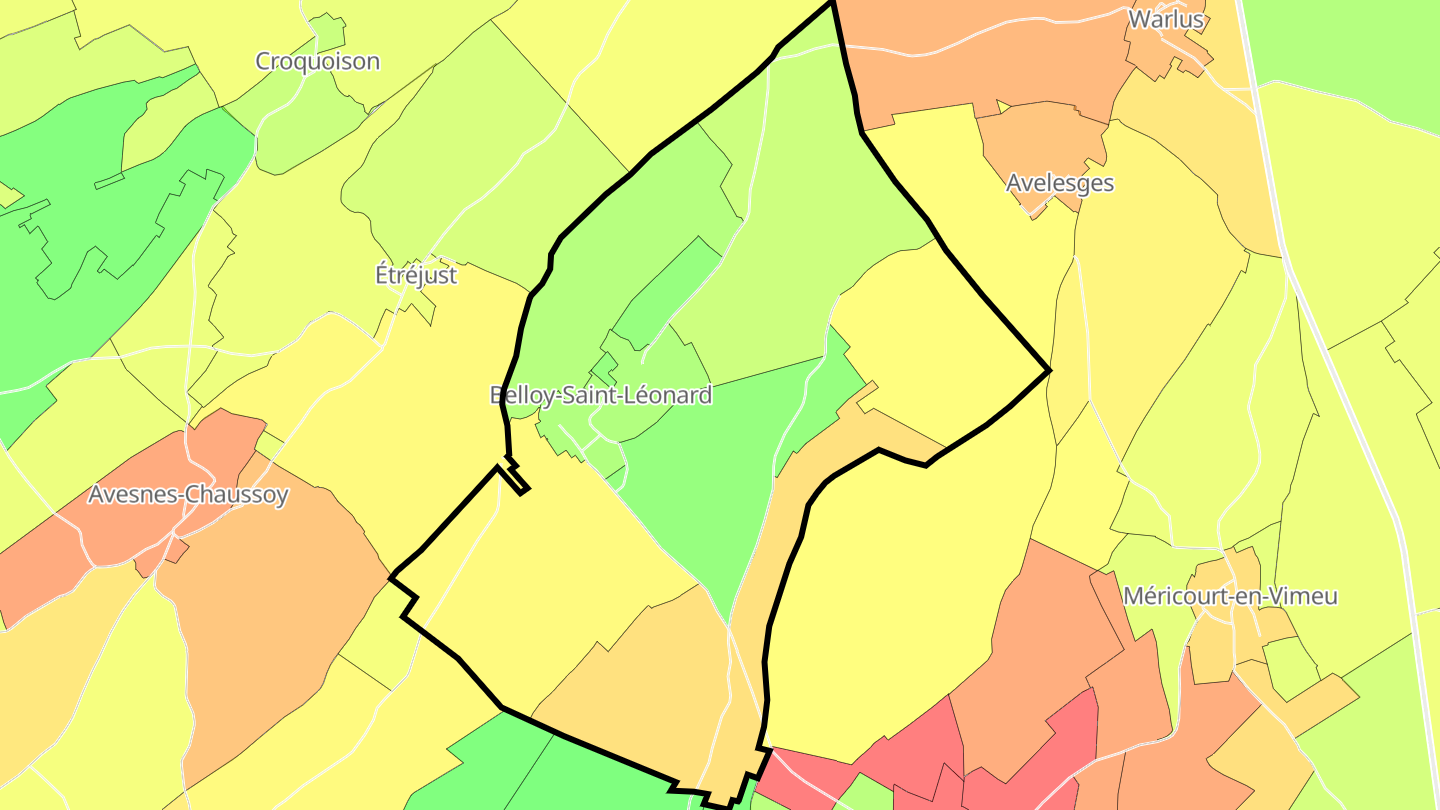 Carte des prix de l'immobilier Belloy-Saint-Léonard