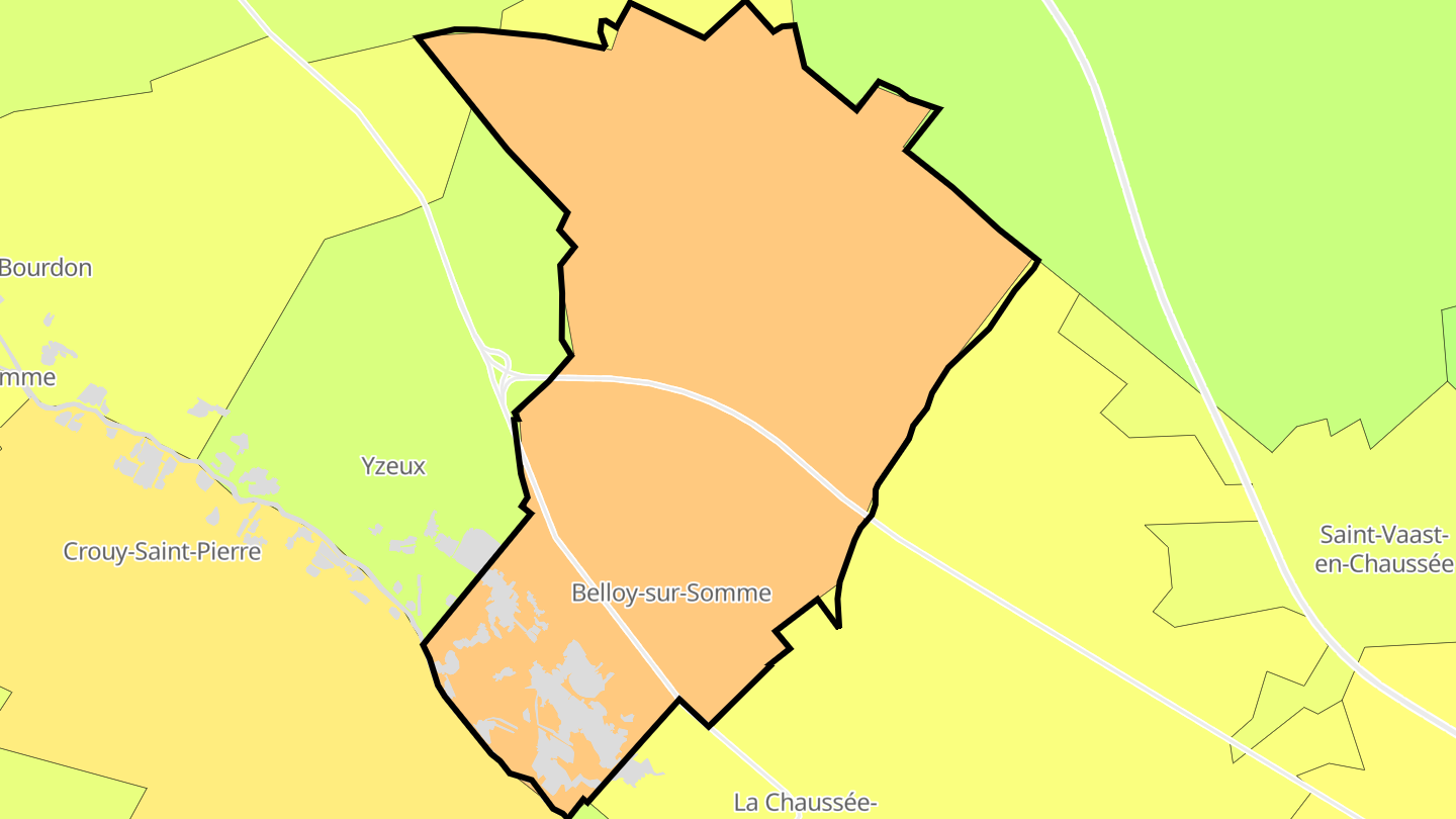 Carte des prix de l'immobilier Belloy-sur-Somme