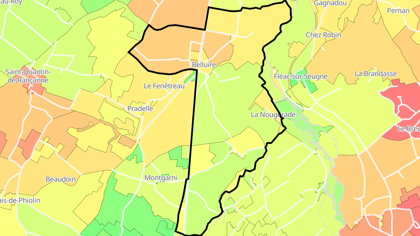 Carte des prix de l'immobilier Belluire