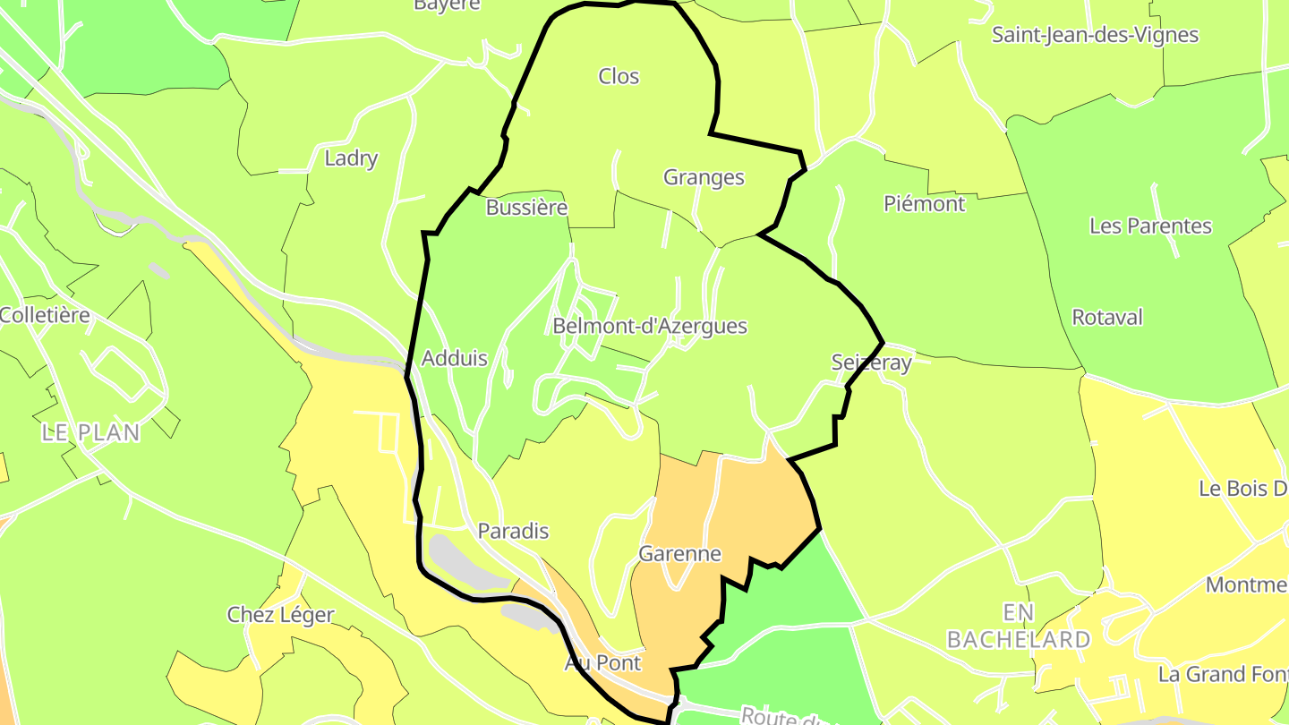 Carte des prix de l'immobilier Belmont-d'Azergues