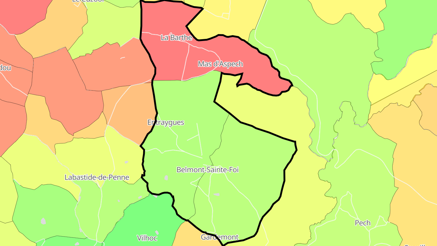 Carte des prix de l'immobilier Belmont-Sainte-Foi