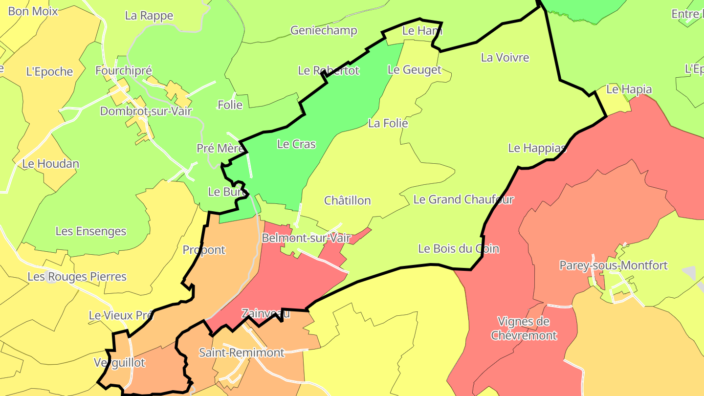 Carte des prix de l'immobilier Belmont-sur-Vair