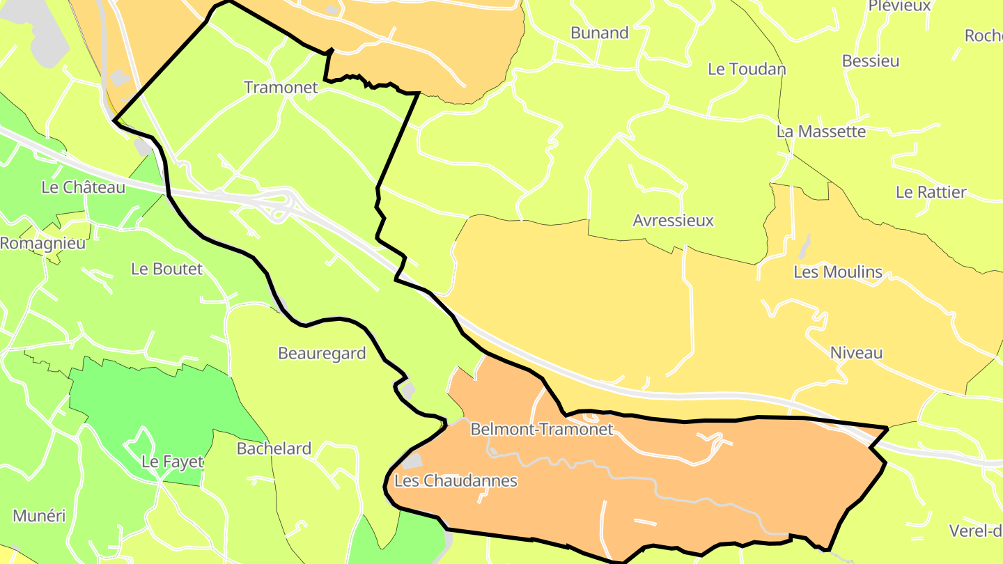 Carte des prix de l'immobilier Belmont-Tramonet