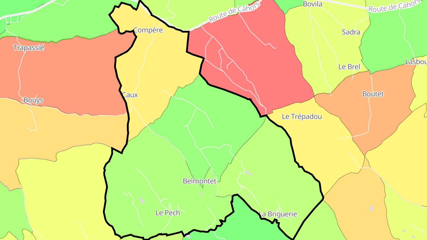 Carte des prix de l'immobilier Belmontet