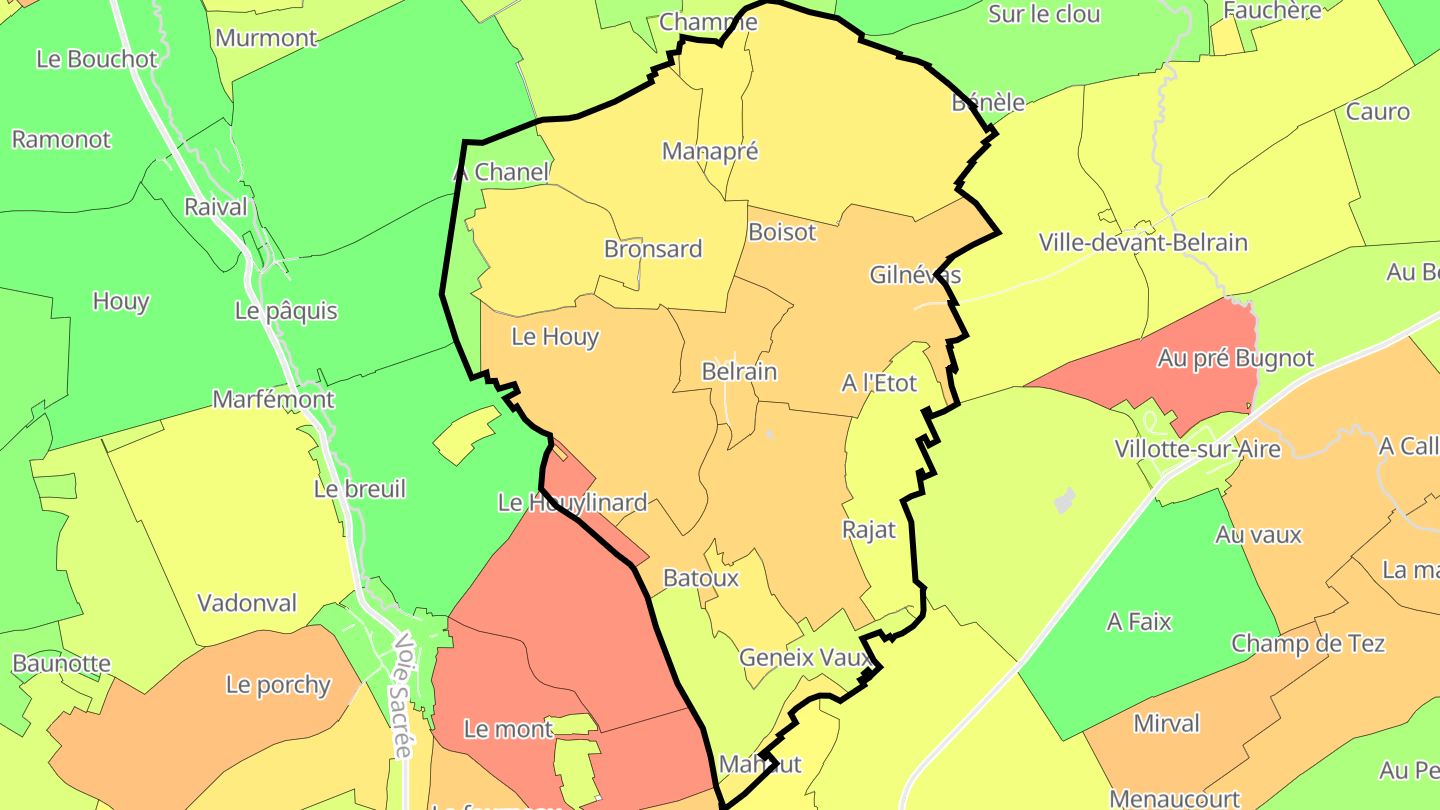 Carte des prix de l'immobilier Belrain