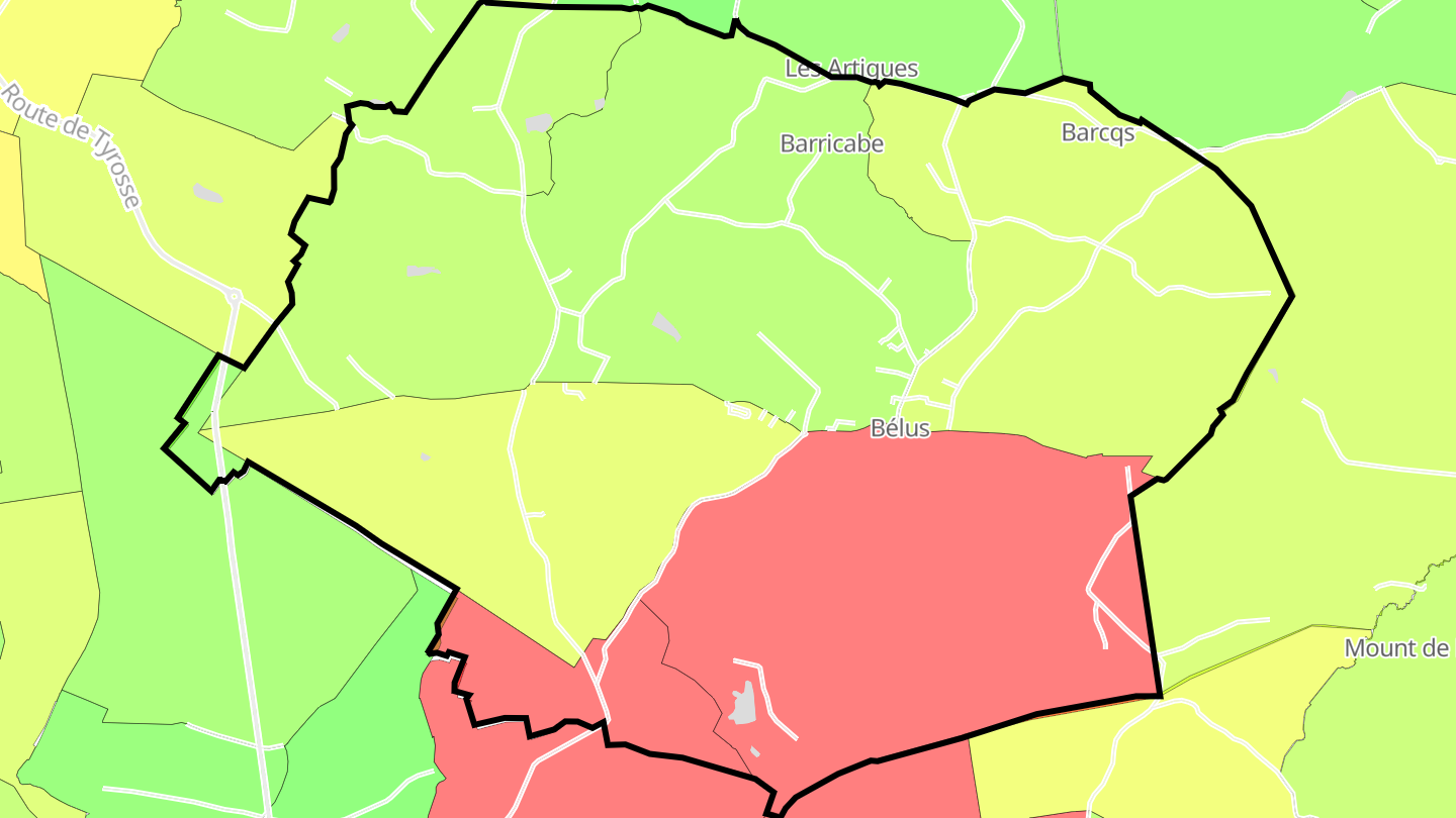 Carte des prix de l'immobilier Bélus