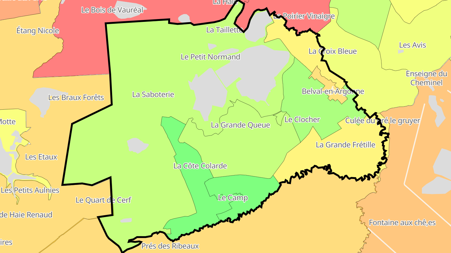 Carte des prix de l'immobilier Belval-en-Argonne