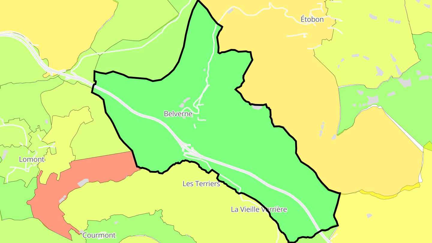 Carte des prix de l'immobilier Belverne