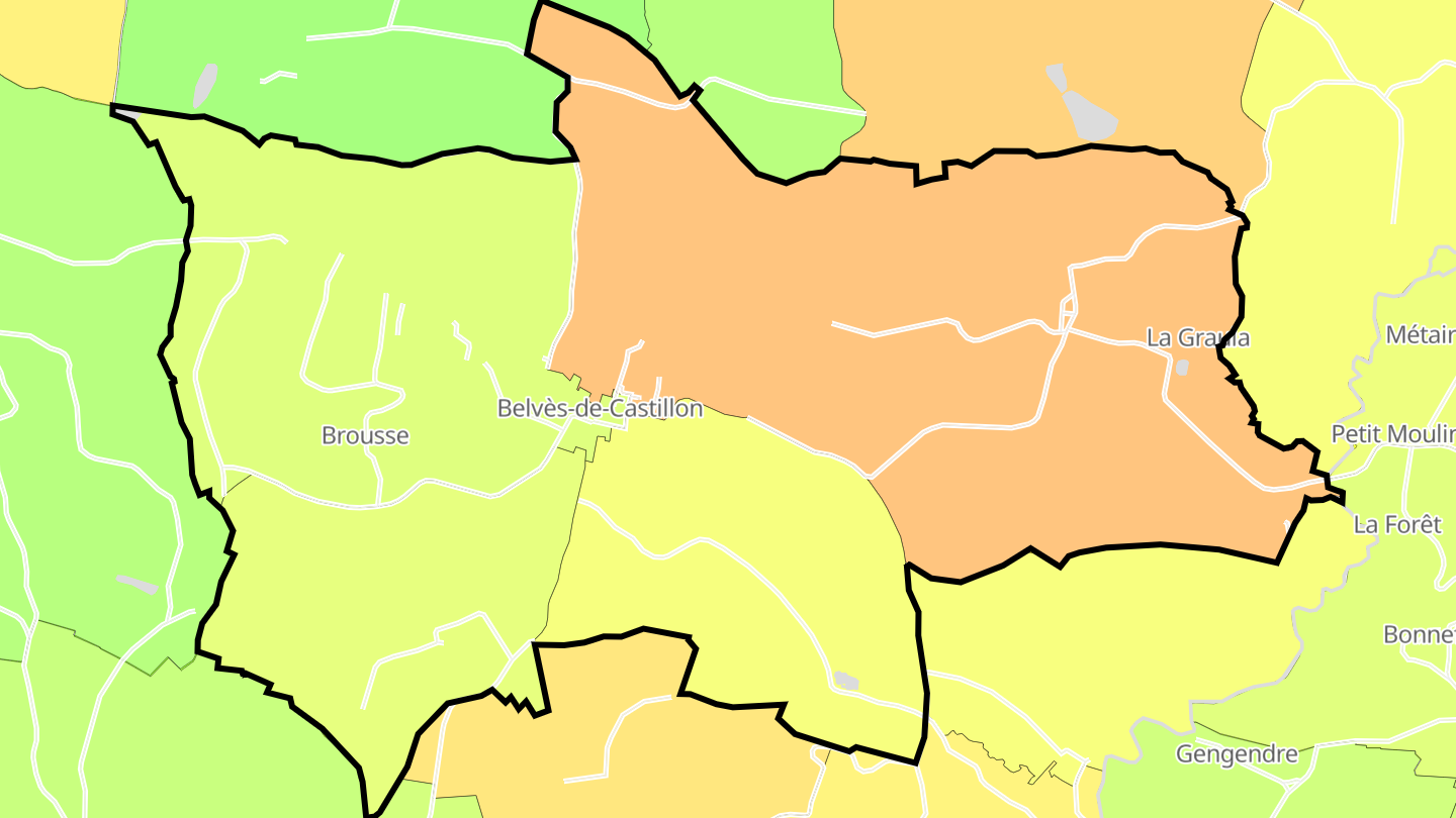 Carte des prix de l'immobilier Belvès-de-Castillon