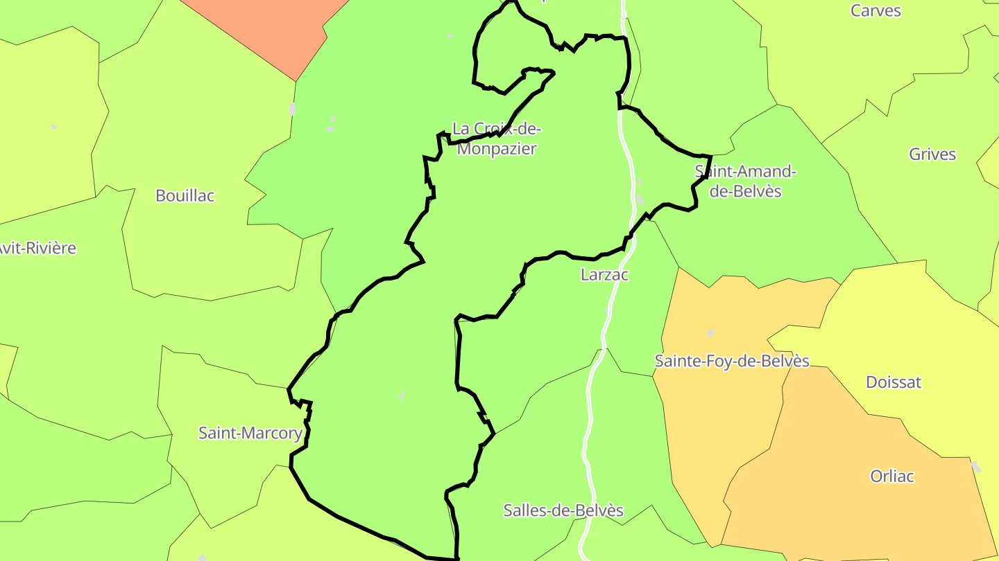 Carte des prix de l'immobilier Belvès
