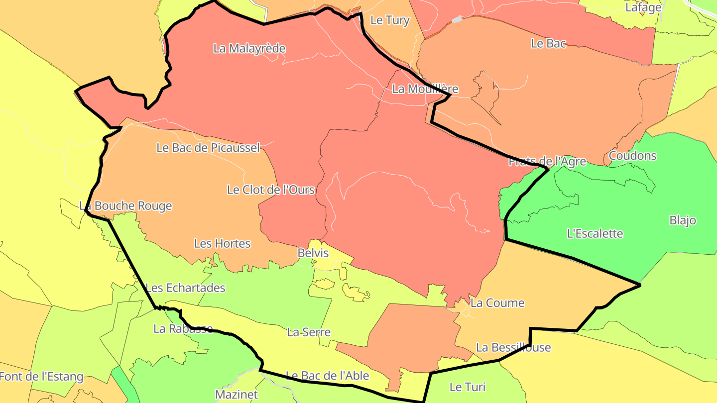 Carte des prix de l'immobilier Belvis