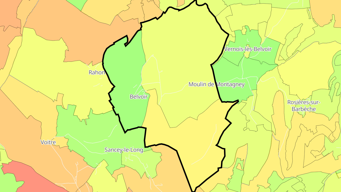Carte des prix de l'immobilier Belvoir