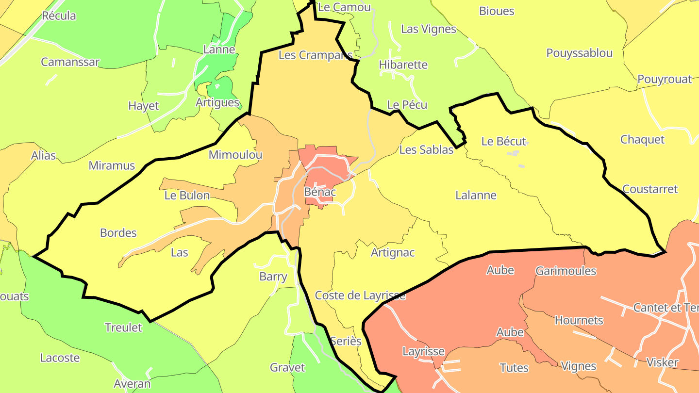 Carte des prix de l'immobilier Bénac