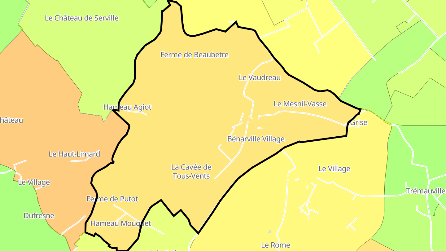 Carte des prix de l'immobilier Bénarville