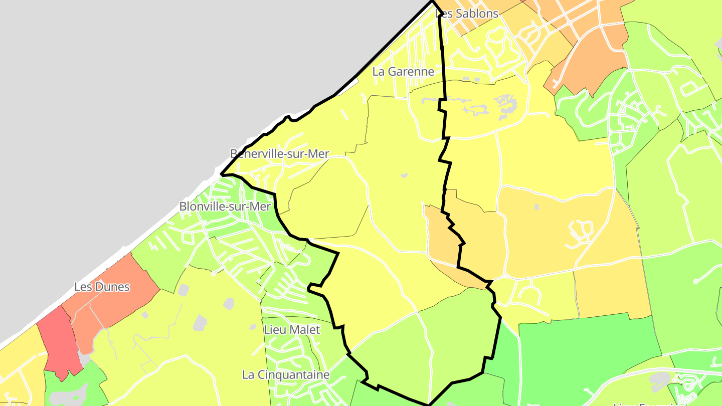Carte des prix de l'immobilier Benerville-sur-Mer