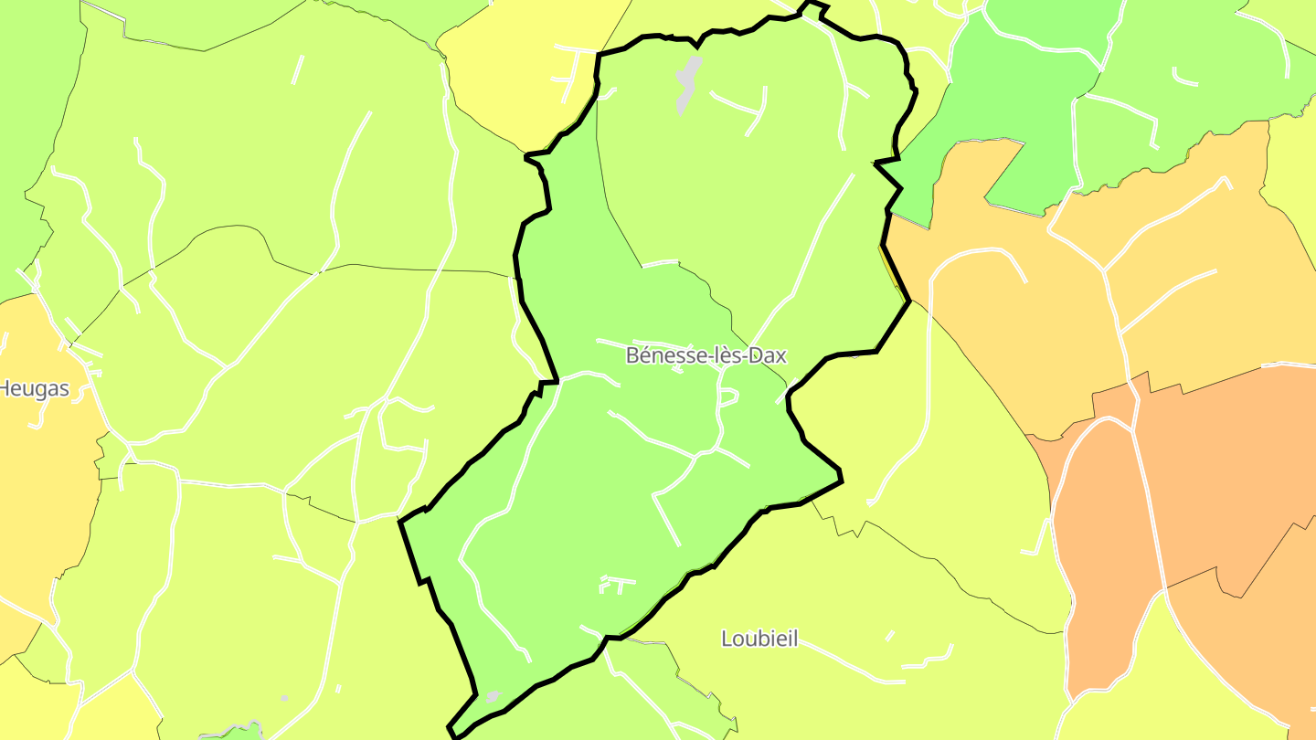 Carte des prix de l'immobilier Bénesse-lès-Dax