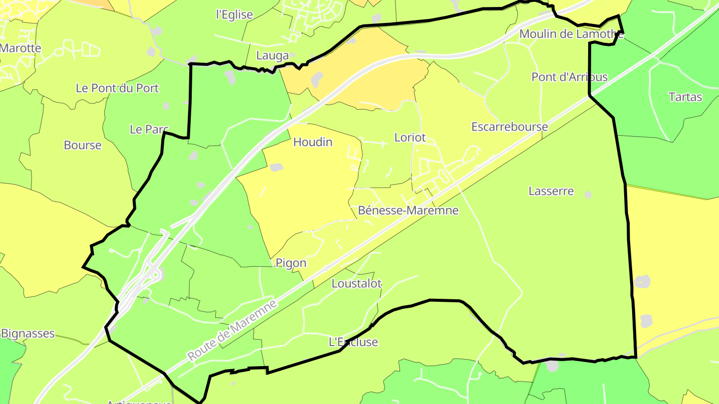 Carte des prix de l'immobilier Bénesse-Maremne